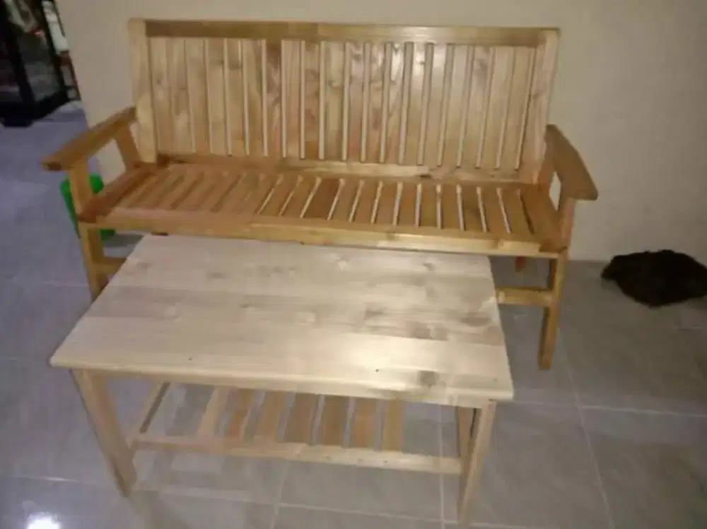 (Furniture Meja dan Kursi Panjang Santai Teras/Taman Minimalis Murah)