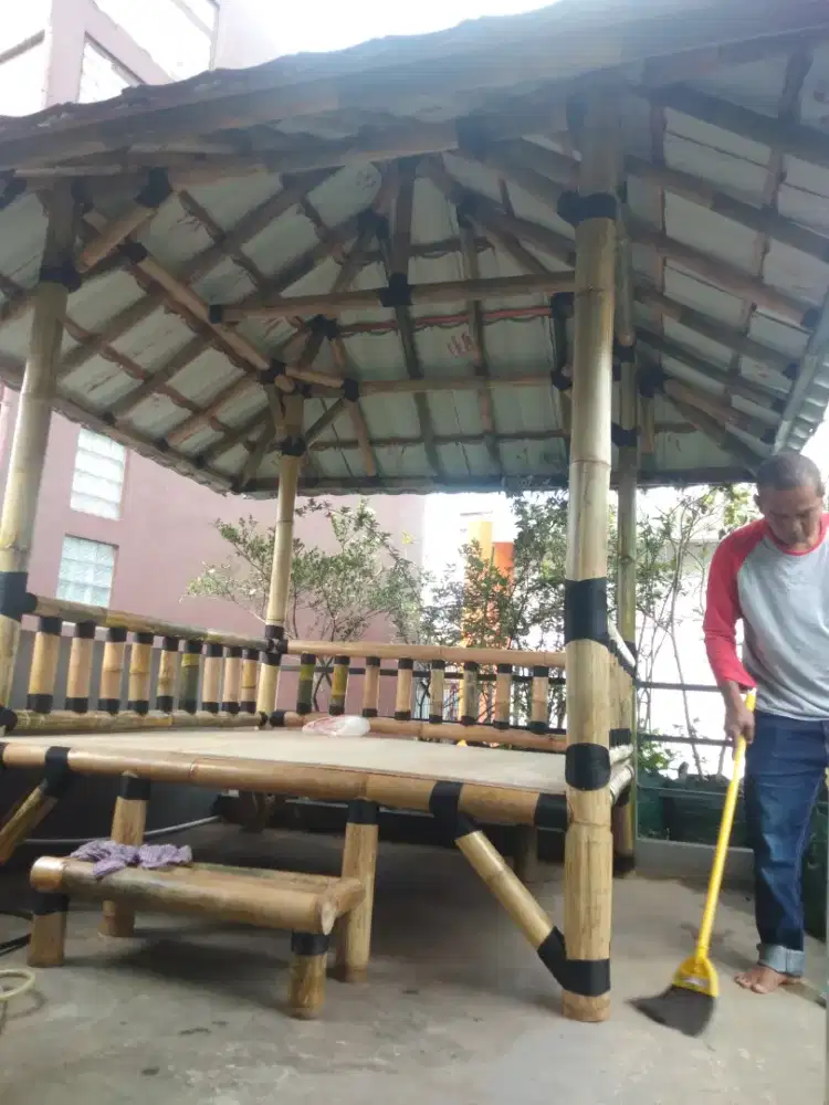 Saung bambu murah ukuran 2x2 harga satuan unit 6jt