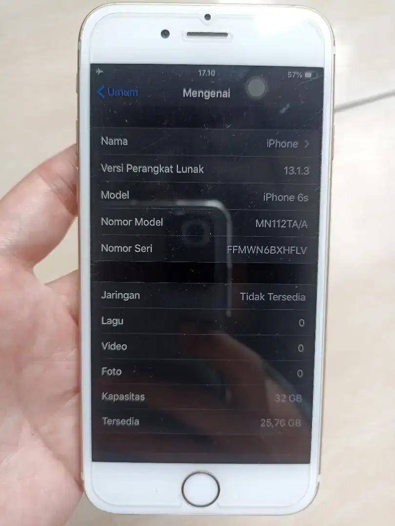 Iphone 6S 32GB WiFi Only Tdk Bs Pakai Simcard HP+Kabel Data Only