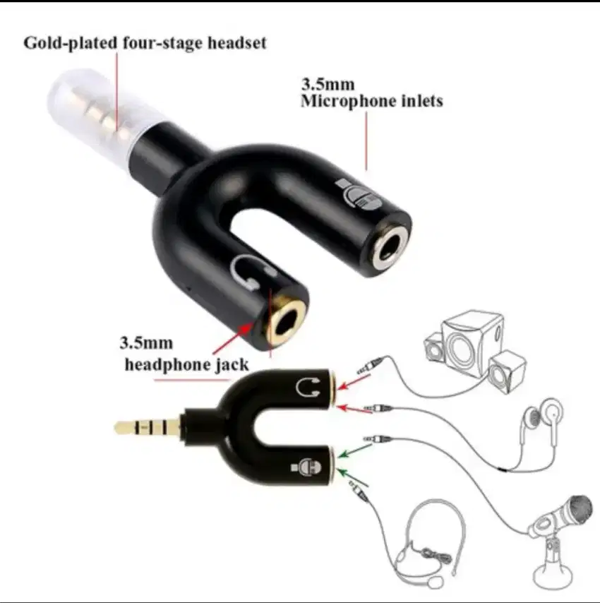 Audio splitter U shape 2in 1 Jack 3,5mm