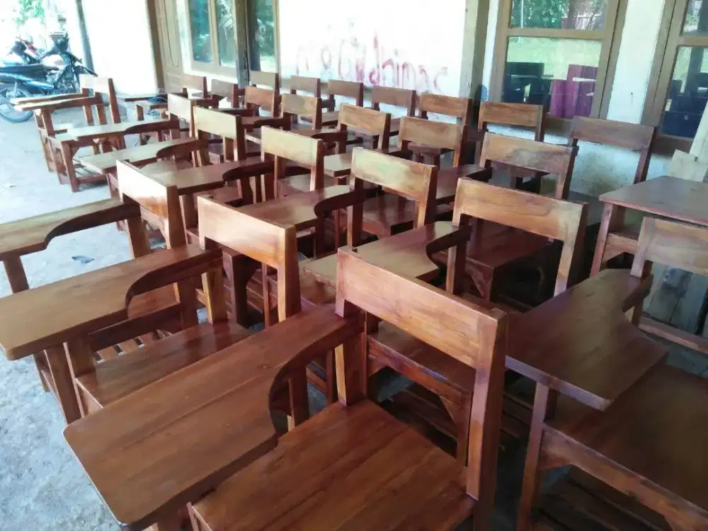 kursi plus meja sekolah modern