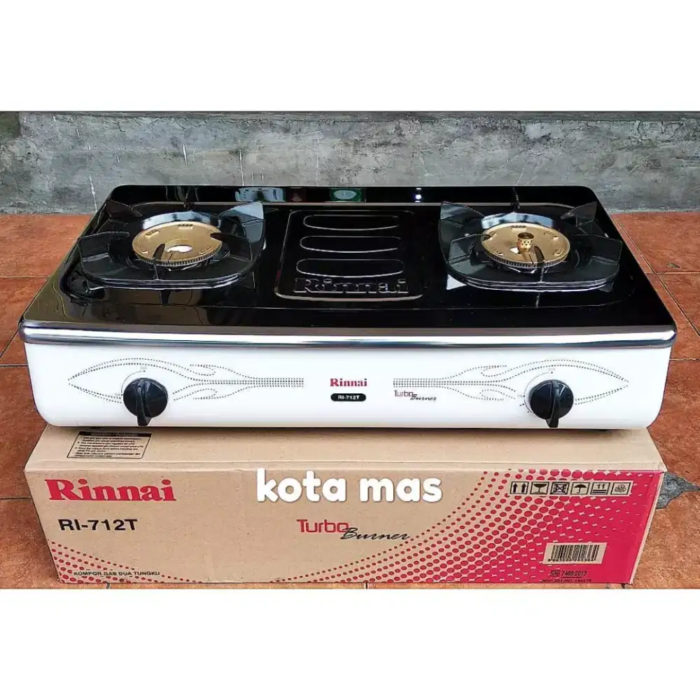 Kompor Gas 2 Tungku Api Besar Turbo Stainless Rinnai RI712T Murah Baru
