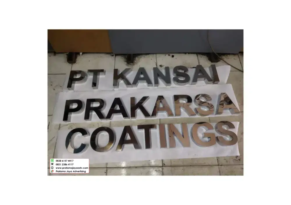 Huruf timbul stainless