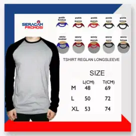 Kaos Polos Reglan Lengan Panjang S M L XL