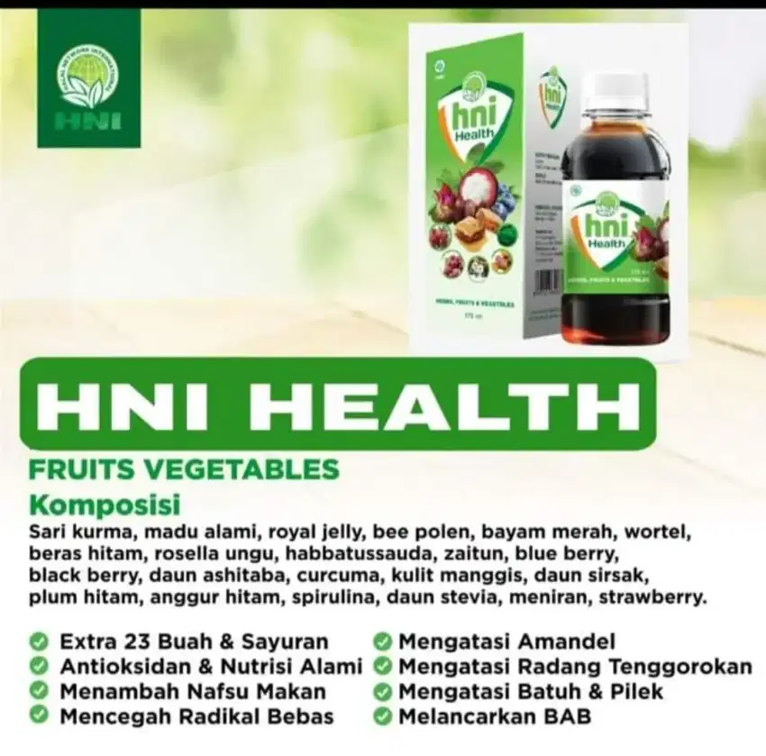 Extra Food HNI Health, Food Supplement dan Antibiotik Alami