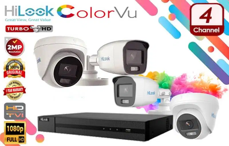 Paket CCTV HILOOK 2 MP Full HD ColorVu 24 Jam Berwarna [4 Camera]