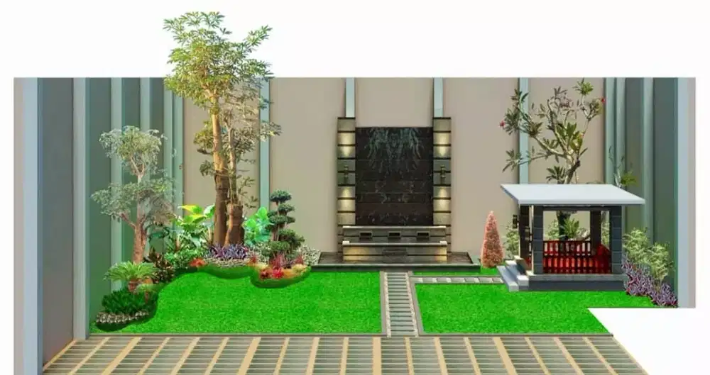 Tukang batu sikat ampyangan kolam taman Surabaya Sidoarjo Gresik