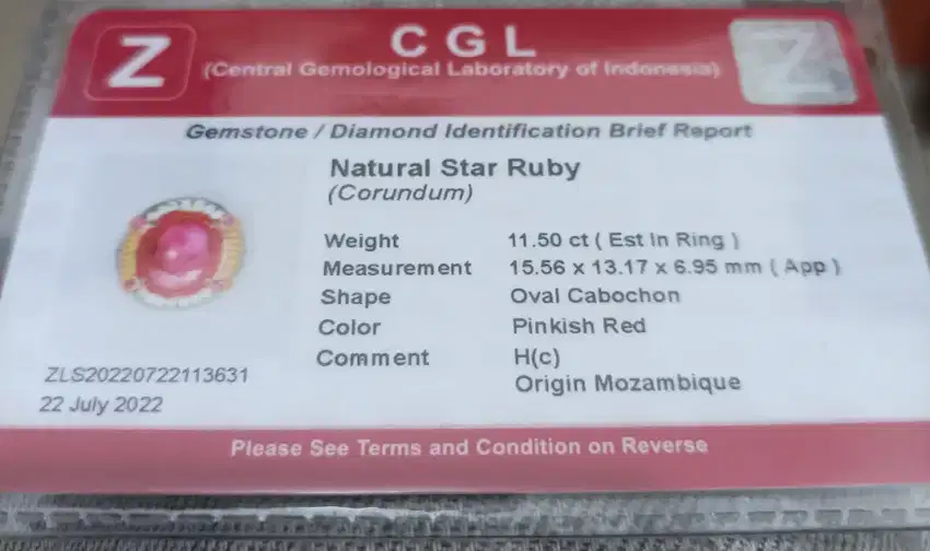 Jual batu cincin ruby star mozambik