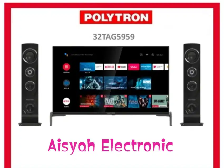 ANDROID TV POLYTRON 32 INCH SOUND TOWER GARANSI 5 TAHUN