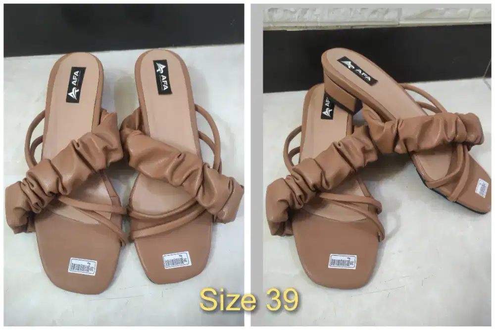 Wedges high heels sepatu sendal wanita pesta size 39 coklat new murah