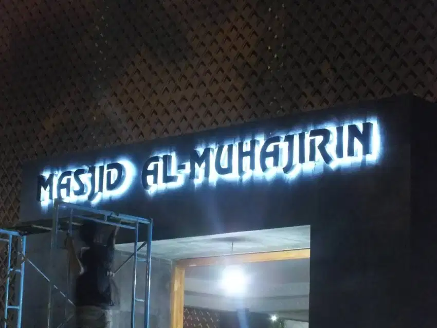 huruf timbul stainless acrylic galvanil masjid signboard