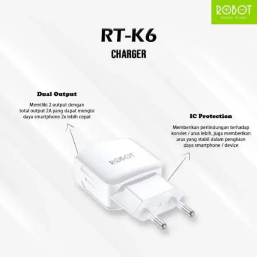 Adaptor Charger Robot RT-K6 Dual USB Output Fast Charging 2.4A