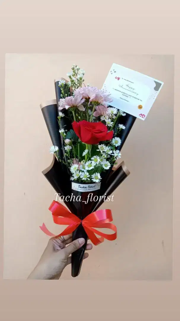 Buket bunga mawar 1 tangkai asli