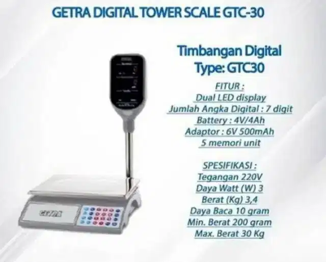 Timbangan Digital Getra GTC30 Makanan Buah Sayur Pakaian