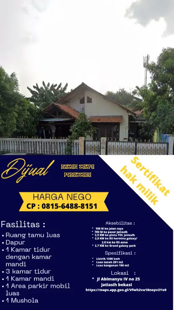 Di jual rumah tanpa perantara