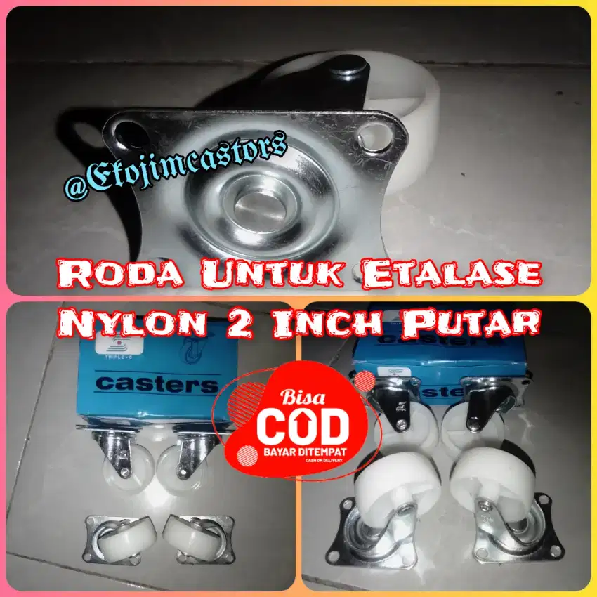 Roda Nylon 2 Inch Hidup untuk Etalase harga per set