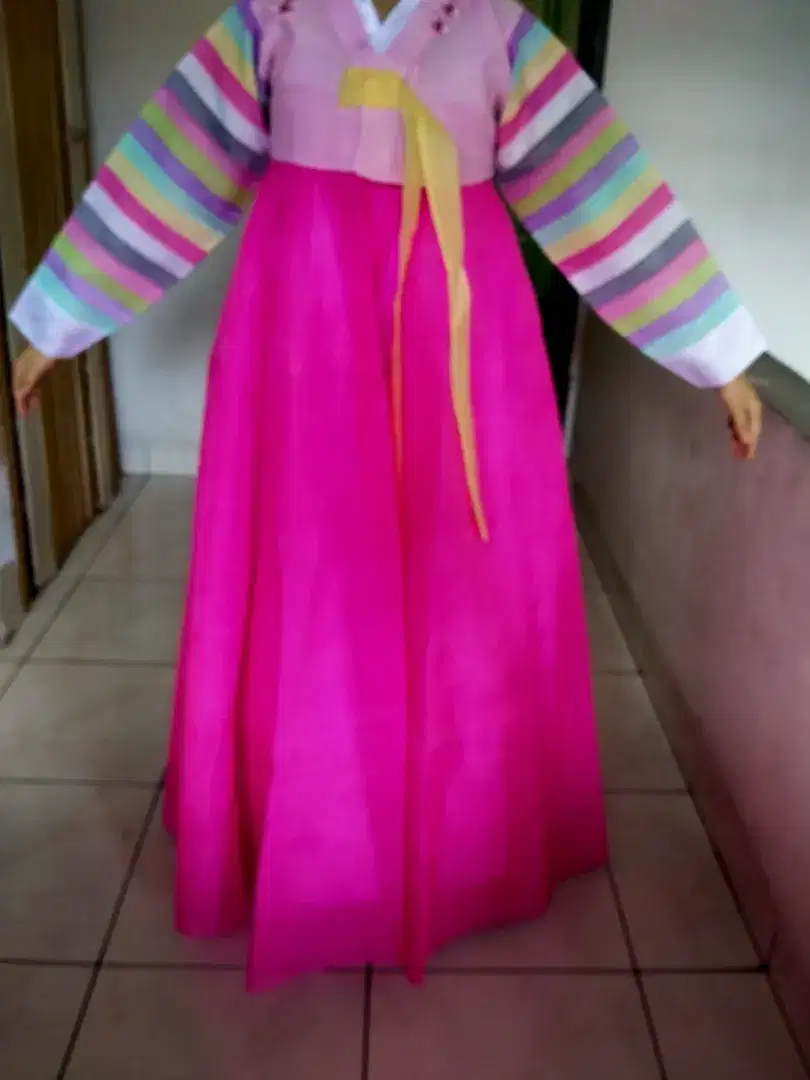 Hanbok Wanita Import Korea Pink Butterfly