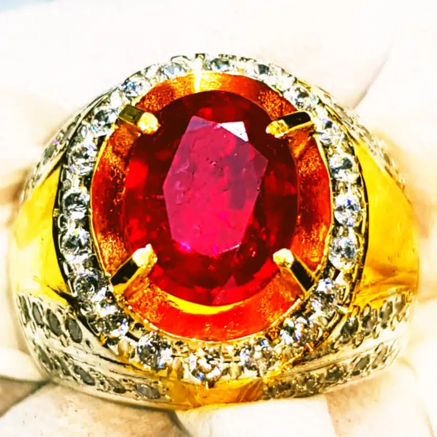 Natural Ruby Corundum Merah Merona Ring Perak