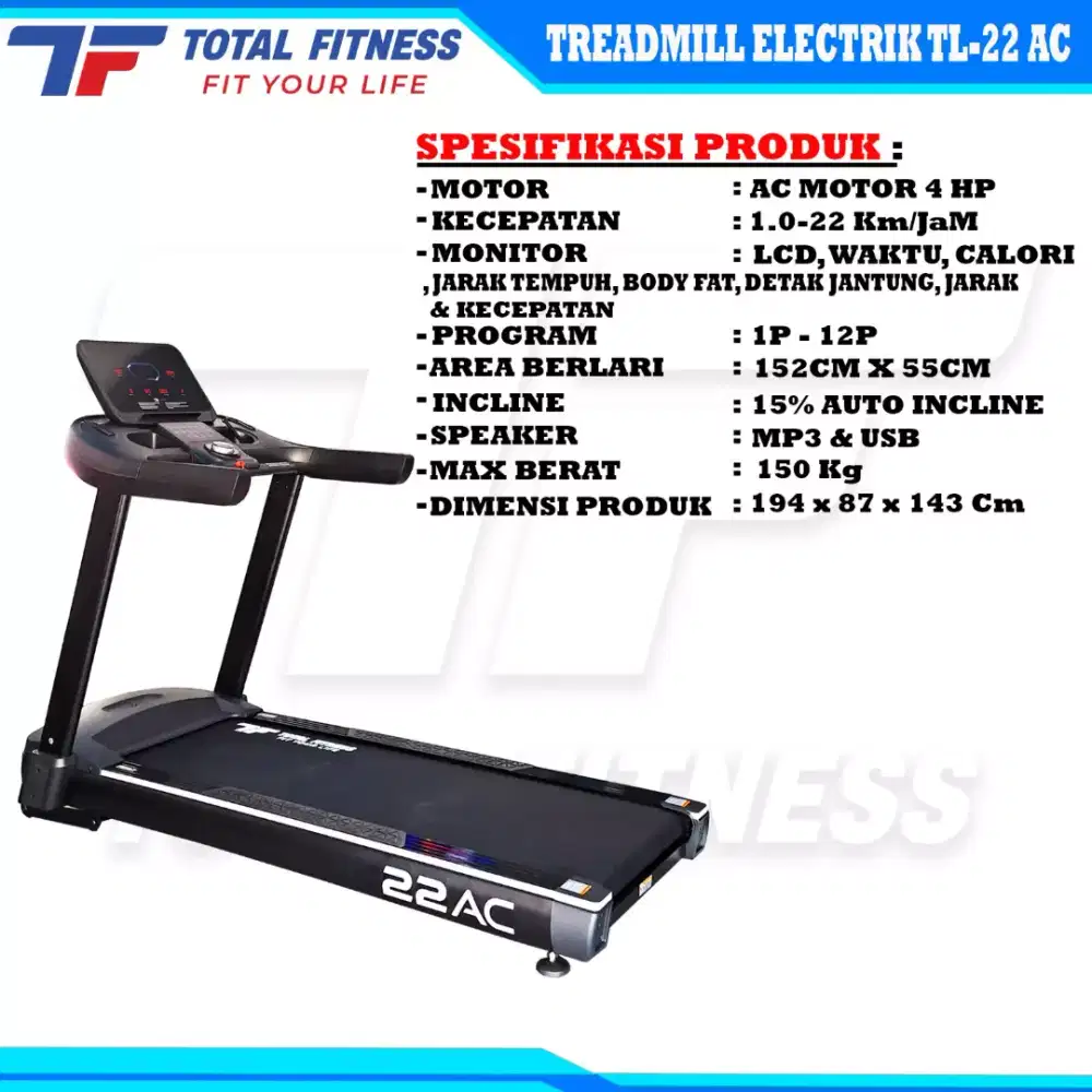 TREADMILL ELEKTRIK 22 AC BIG TREADMILL