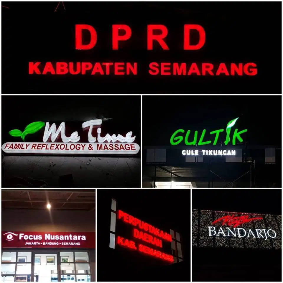 Papan nama, Neon Box, Huruf Timbul, dll