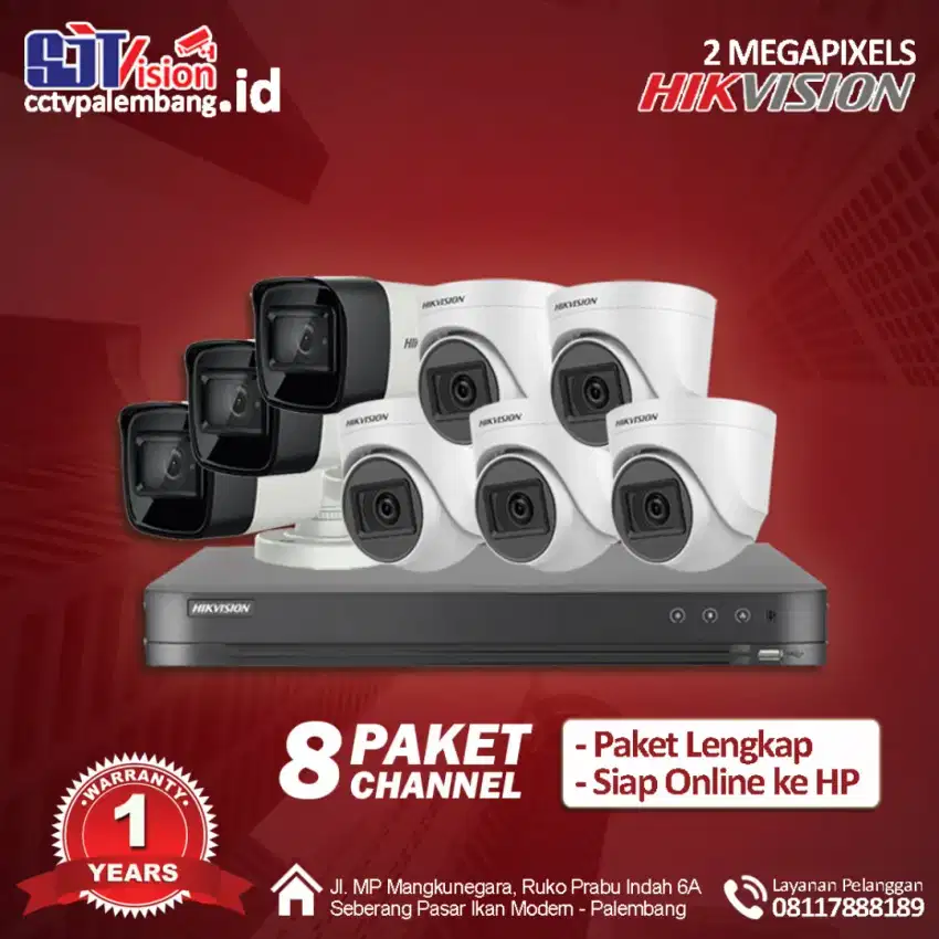 Paket CCTV 8 Camera Hikvision - Plus Pasang