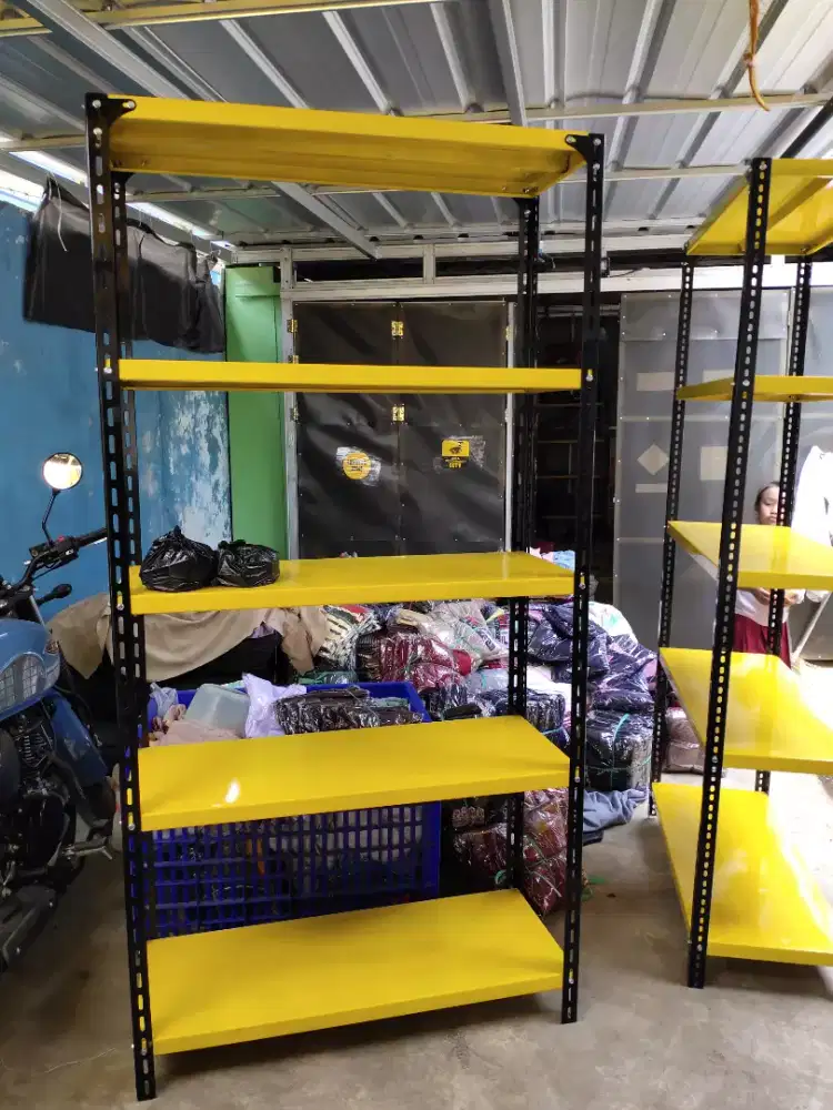 rak besi hitam kuning murah bisa cod