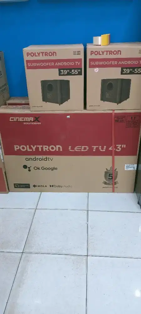 TV POLYTRON ANDROIT SOUNBAR 43 IN BARANG BARU GARANSI RESMI PABRIK