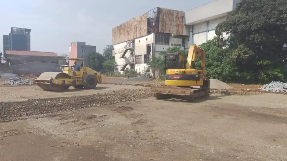 Land clearing cut and fill hotmix aspal jalan paving beton turap cor