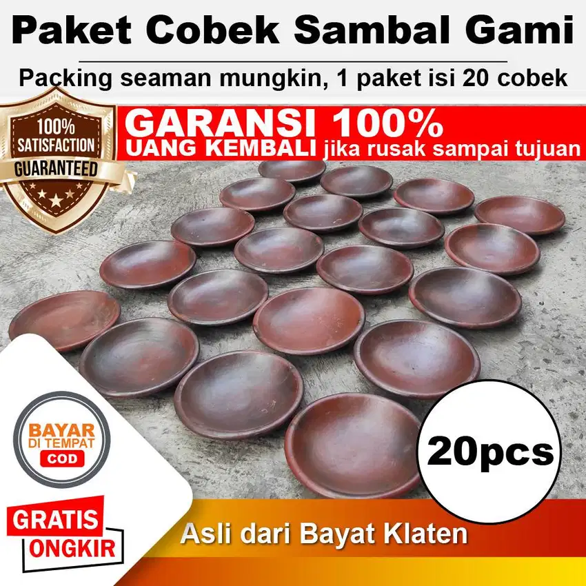 20pcs - Paket Usaha Sambal Gami Bakar Piring Cobek Tanah Liat D20