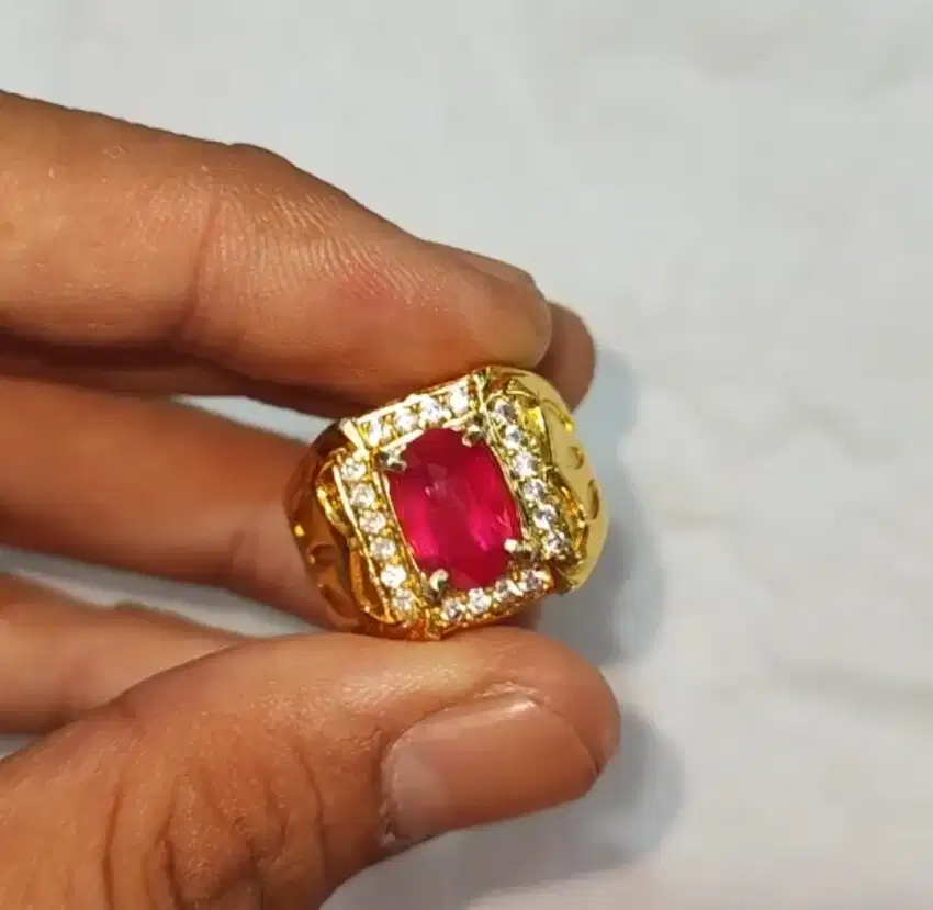 Cincin Batu Natural Ruby 3.13cts Ring Alpaka Super Plus Memo