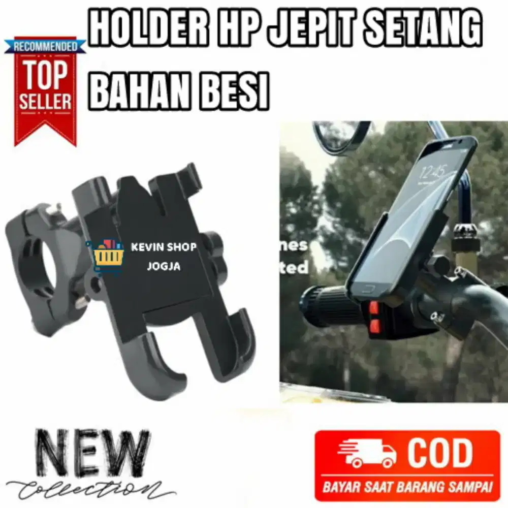 holder hp jepit setangbar bahan besi