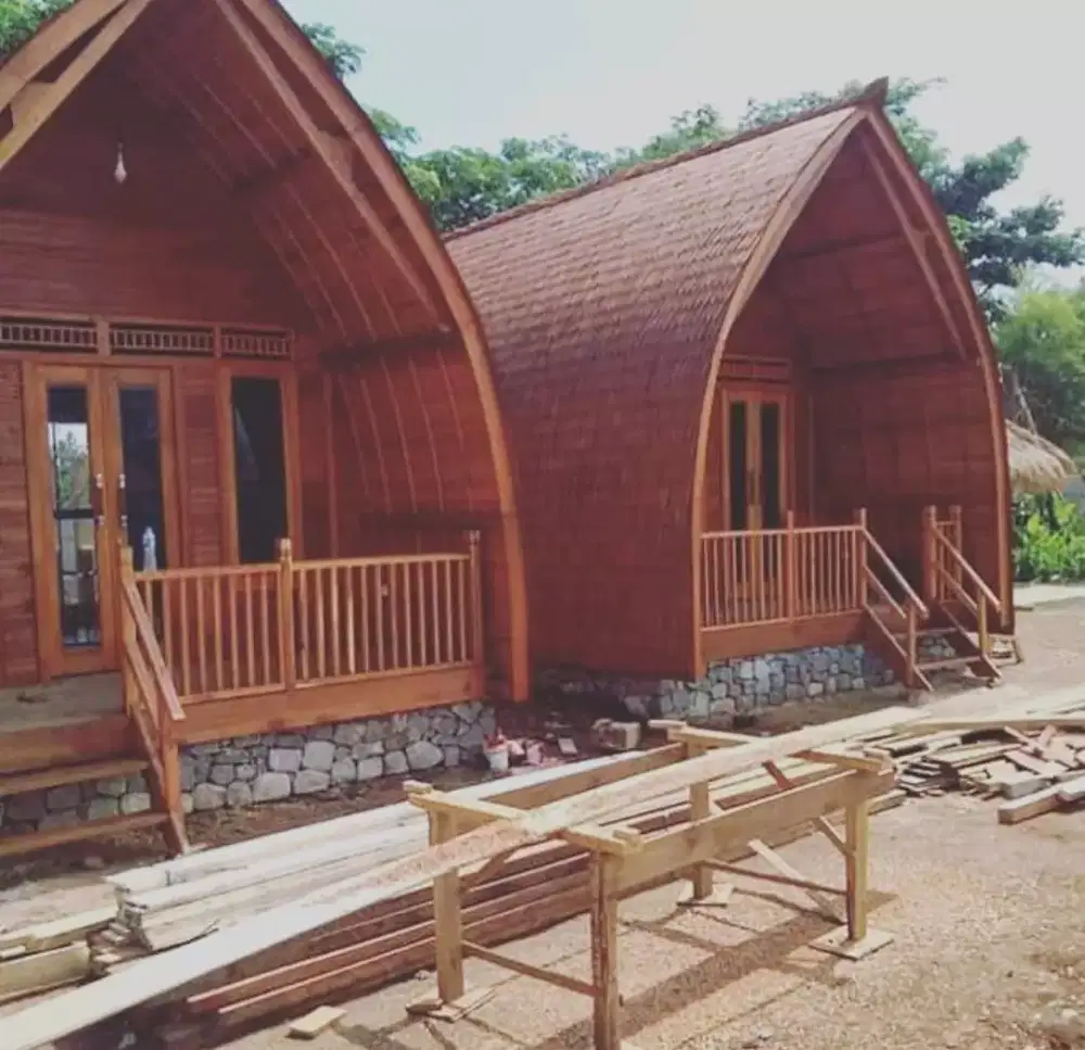 Produksi berbagai rumah kayu,rumah lombok,rumah segitiga