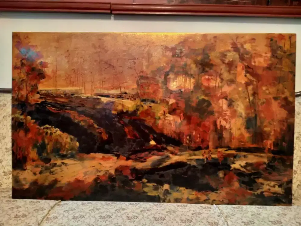 Lukisan laque - Pemandangan Senja