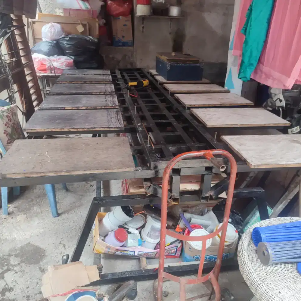 Dijual Meja sablon rel 12 papan + screen + meja afdruk