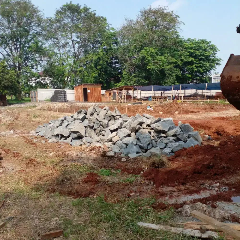 Pondasi cor paving hotmix beton turap land clearing cut and fill