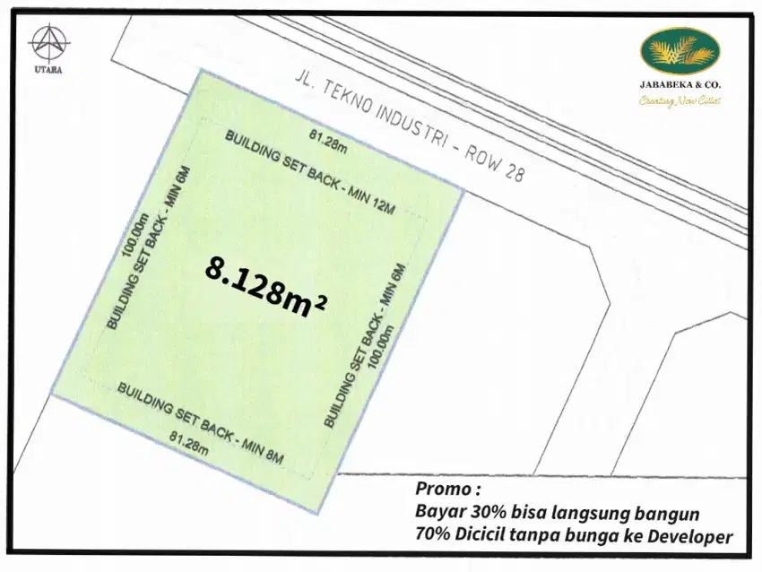 Kavling Industri 8.128m di kawasan Jababeka 8 cikarang dkt Lippo - 1