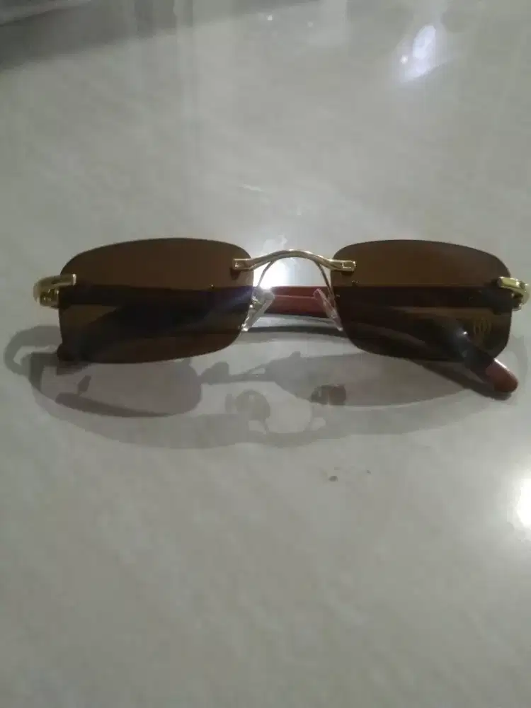 Kacamata cartier bor frame kayu brown lens