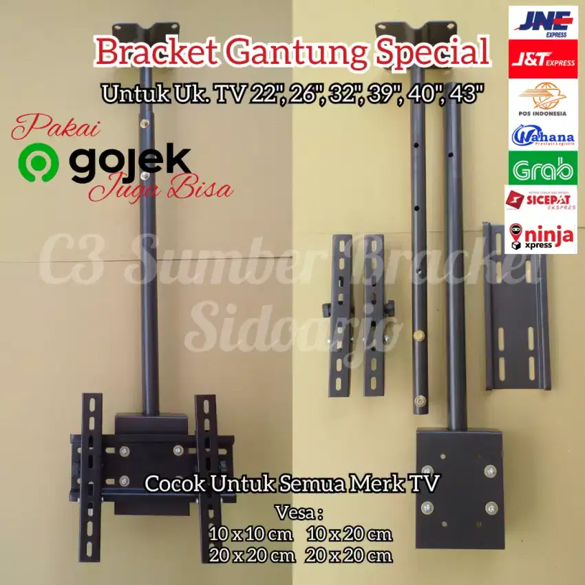 Bracket tv gantung / plafon 32 - 43 inch