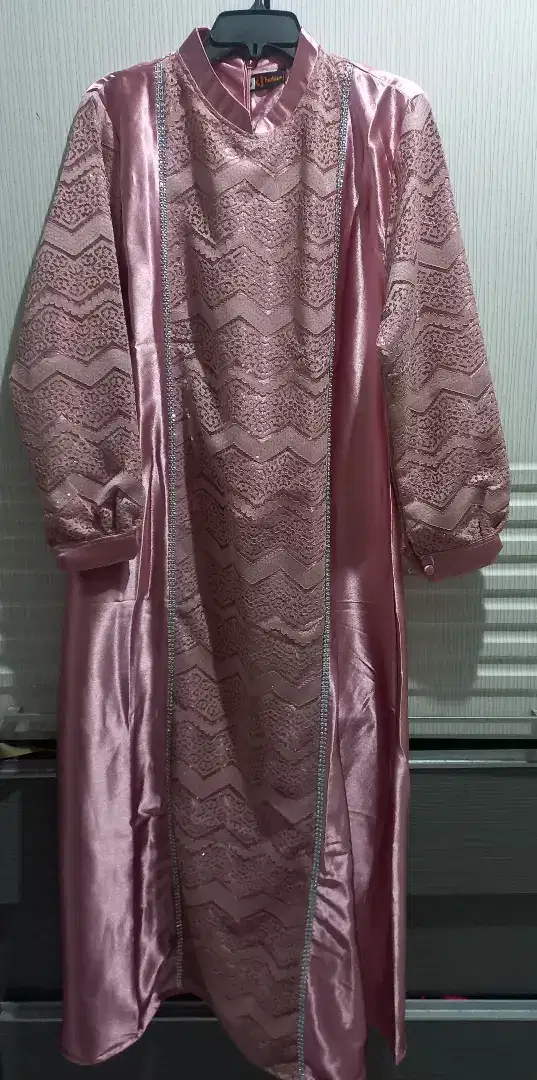 Gamis dress pink brukat