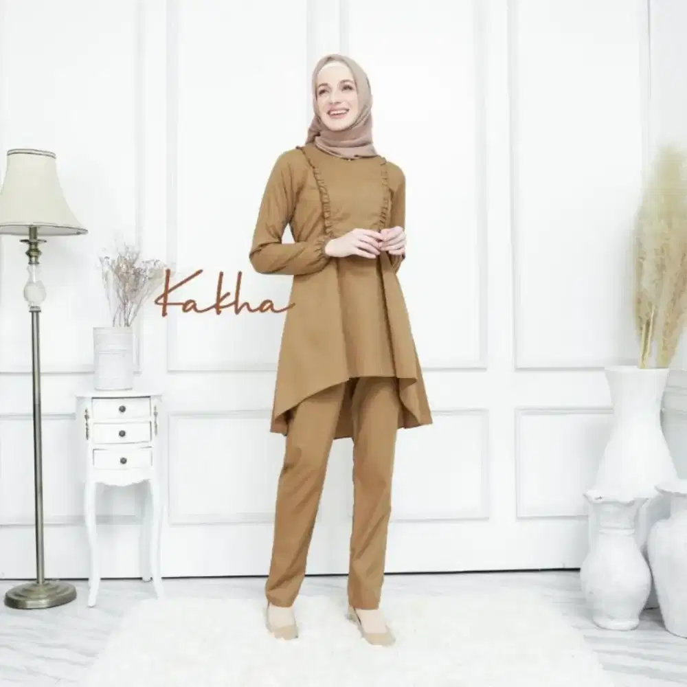 Tunik set Kakha – Kareem Series warna Khaki