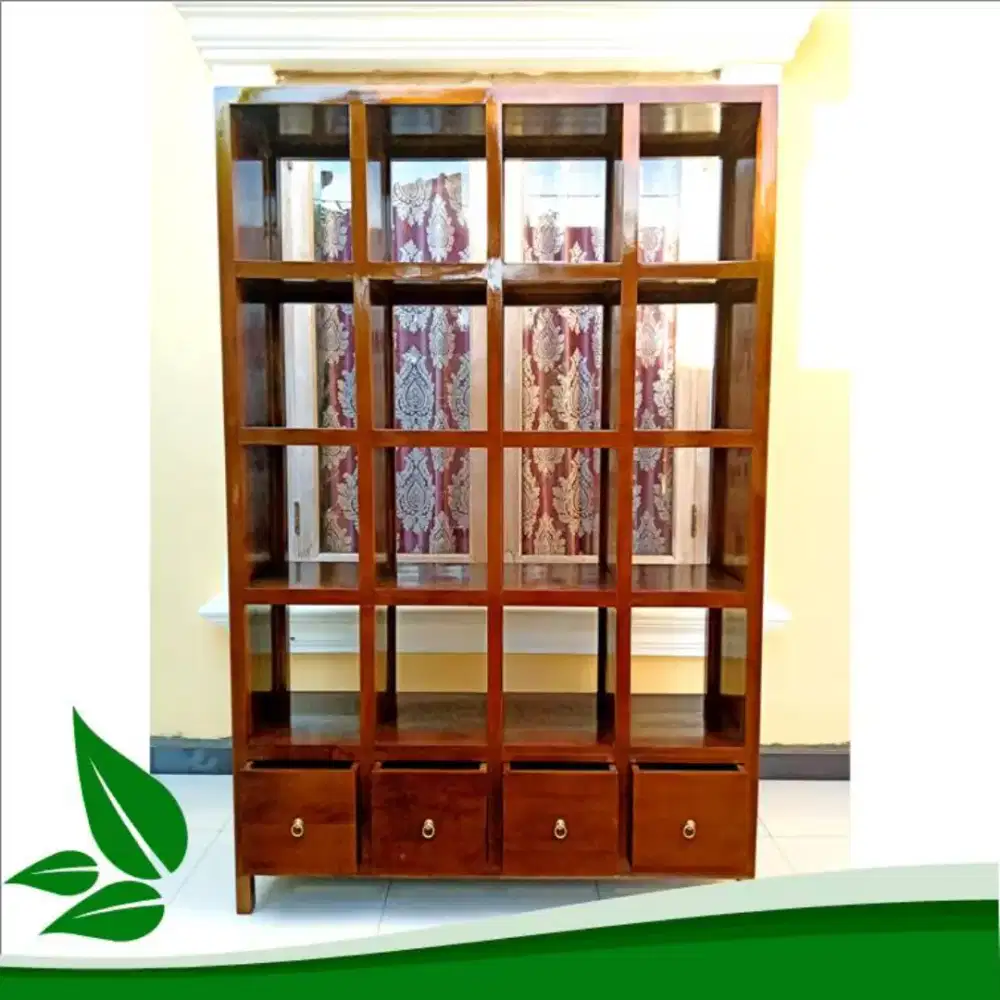 Rak Buku Minimalis Kayu Jati Jepara