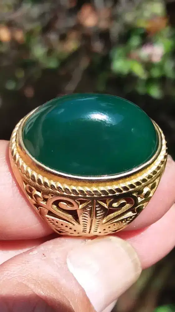 Jual Batu Cincin Natural Greenish Gulau Chalcedony Top