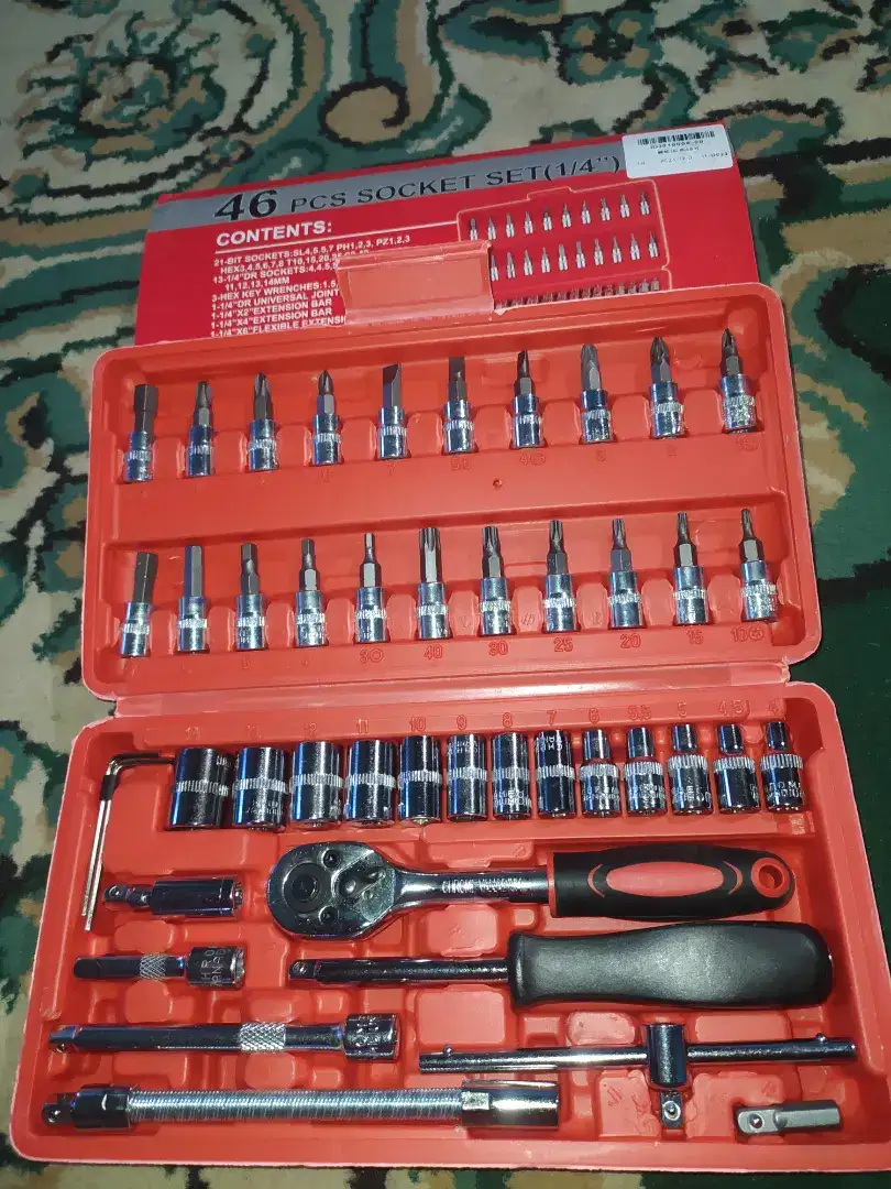 QR Kunci SOK 46 PC Set Socket (1/4 )Lengkap Tool Kit Pas Ring L