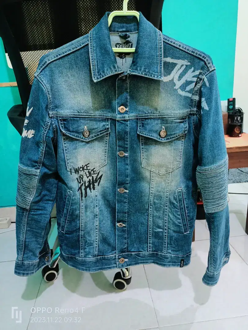 Jaket Motor Keren Pria Kekinian Bahan Denim Premium X8 Slim/Body Fit