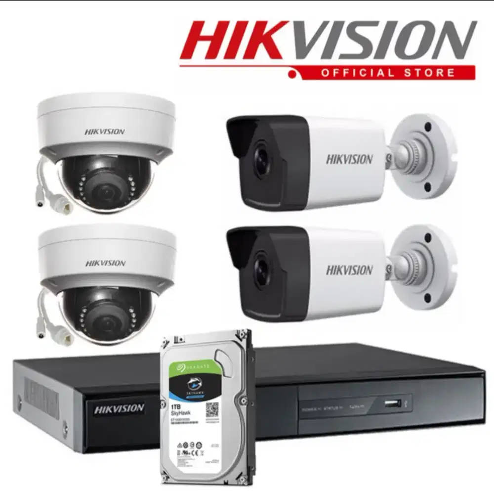 IP Camera CCTV Hikvision & Dahua 4 ch 2MP