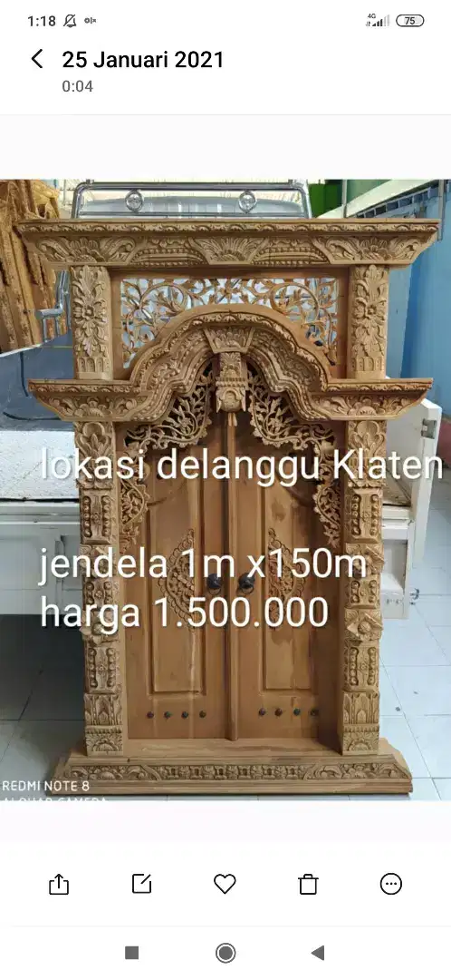 Kusen pintu jati ukir