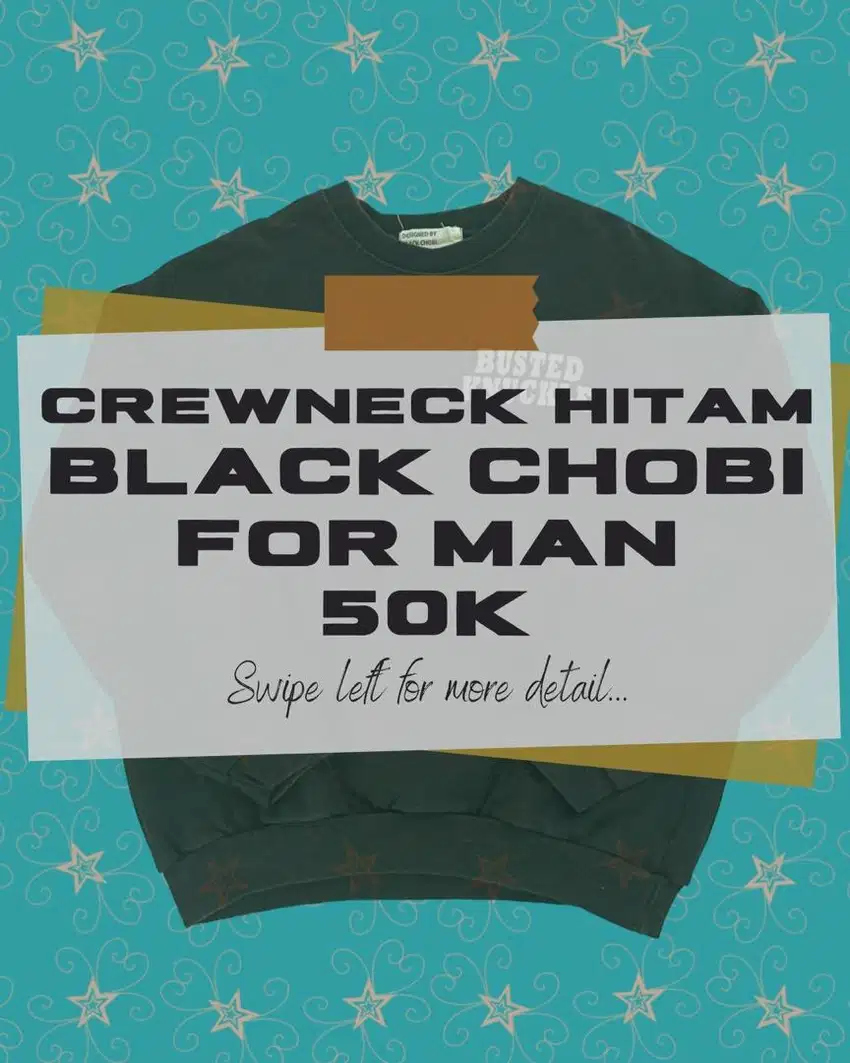 CREWNECK HITAM BLACK CHOBI | FOR MAN