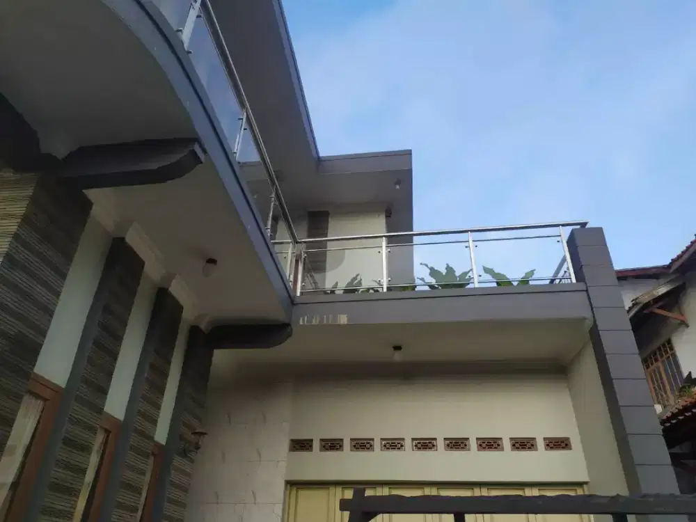 Canopi stainless, balcon stainless, ralling tangga kaca tempered