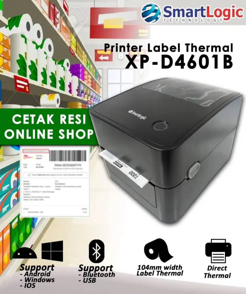 BARCODE PRINTER THERMAL CETAK RESI SMARTLOGIC XP-D4601B