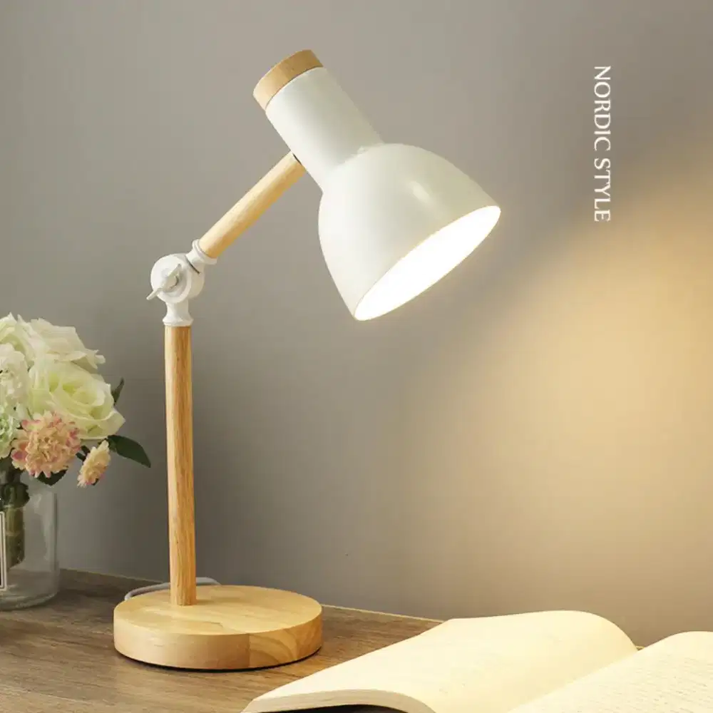 pookin lampu meja belajar led model nordic wooden art 5w warm white